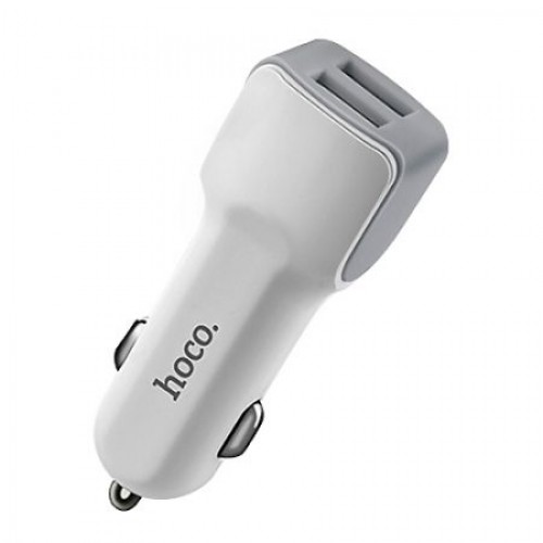 Зарядное автомобильное устройство Hoco Z23 2.4A 2xUSB, белое