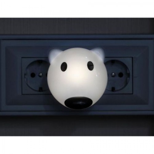 Светильник-ночник Белый мишка" с датчиком света, светодиодный, 0.5Вт, 220В, Эра (NN-603-LS-W)"