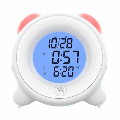 Часы будильник Ritmix CAT-057 с ночником, белые