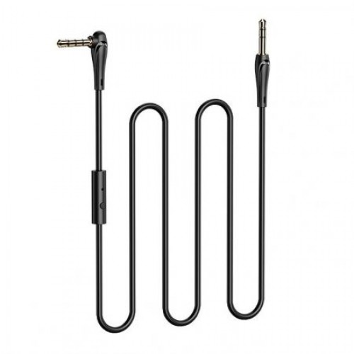 Кабель аудио 3.5 4-pin plug -> 3.5 3-pin plug, 1 м, микрофон, пульт, черный, Hoco UPA15