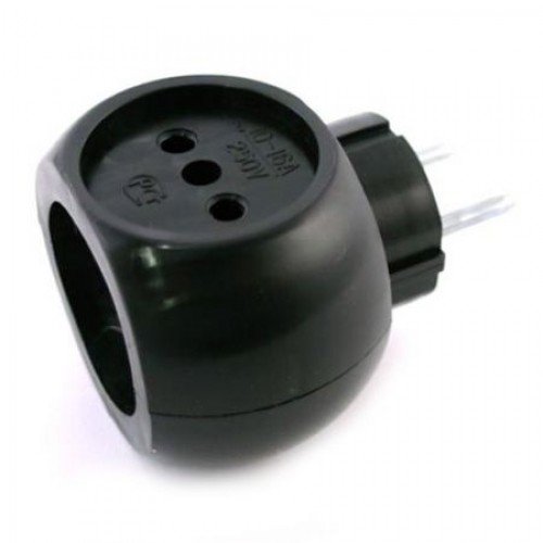 Переходник тройник Rexant Шар", без заземления, черный, 220В 16А (11-1063-1)"