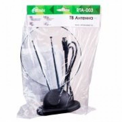 Антенна комнатная для ТВ, VHF/UHF/FM, DVB-T2, пассивная, Ritmix RTA-003