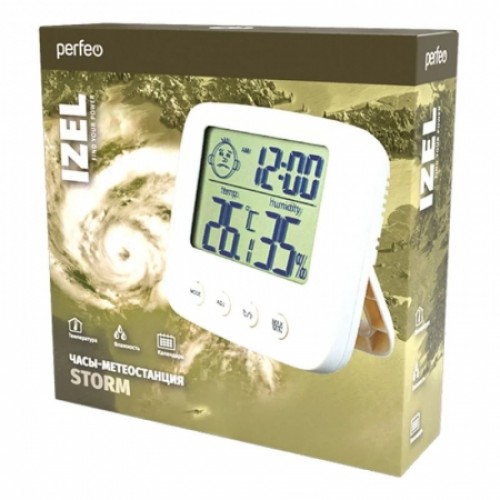 Метеостанция Perfeo PF-E0828 Izel с часами и будильником, белая (PF_C3665)
