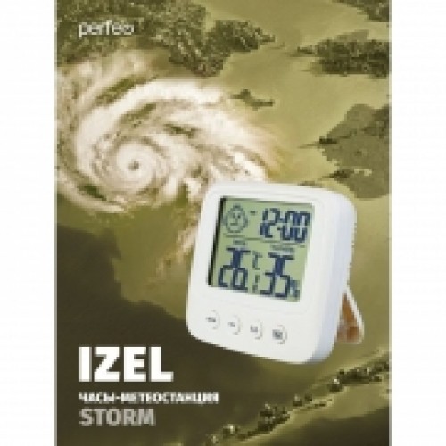 Метеостанция Perfeo PF-E0828 Izel с часами и будильником, белая (PF_C3665)