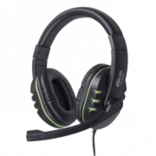 Гарнитура Ritmix RH-555M, игровая, чёрно-зелёная
