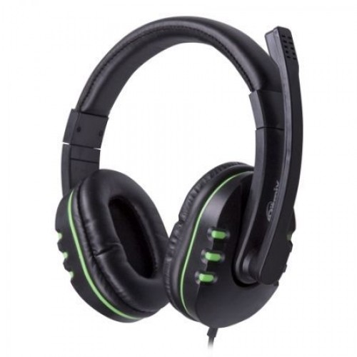 Гарнитура Ritmix RH-555M, игровая, чёрно-зелёная