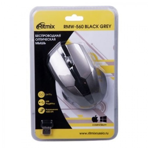 Мышь беспроводная Ritmix RMW-560 Black/Grey USB