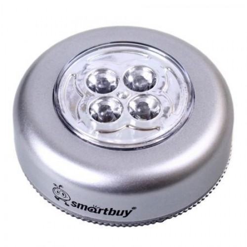 Фонарь Smartbuy Push Light, серебристый, 4 LED, 3XAAA (SBF-831-S)