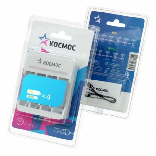 Зарядное устройство Космос KOC803USB, 1-4 AA/AAA, питание от USB