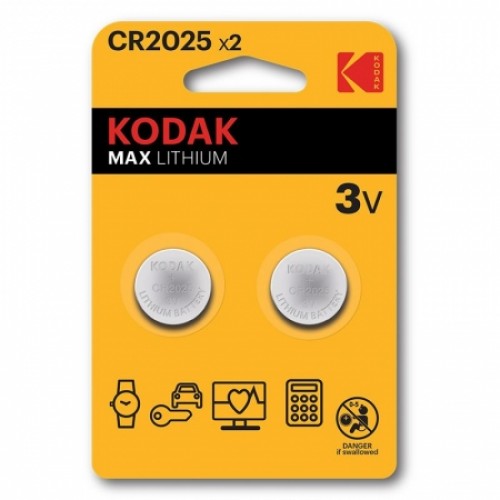 Батарейка CR2025 Kodak, 2 шт, блистер