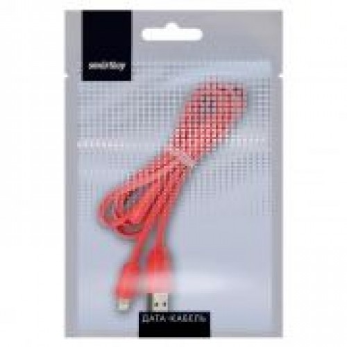 Кабель USB 2.0 Am=>Apple 8 pin Lightning, 1.2 м, плоский, красный, Smartbuy (iK-512r red)