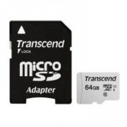 Карта памяти Micro SDXC 64Gb Transcend 300S Class 10 UHS-I U1+ адаптер SD (TS64GUSD300S-A)