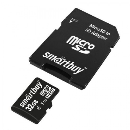 Карта памяти Micro SDHC 32Gb Smartbuy Class 10 UHS-I + адаптер SD (SB32GBSDCL10-01)
