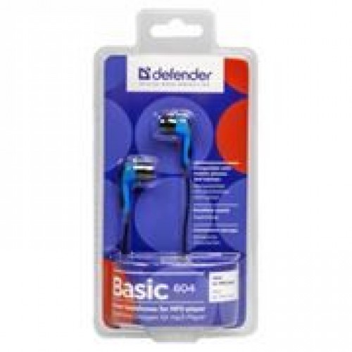 Наушники-вкладыши Defender Basic-604, голубые (63608)