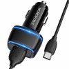 Зарядное автомобильное устройство Borofone BZ14, 2.4A 2xUSB+ кабель Type C, черное
