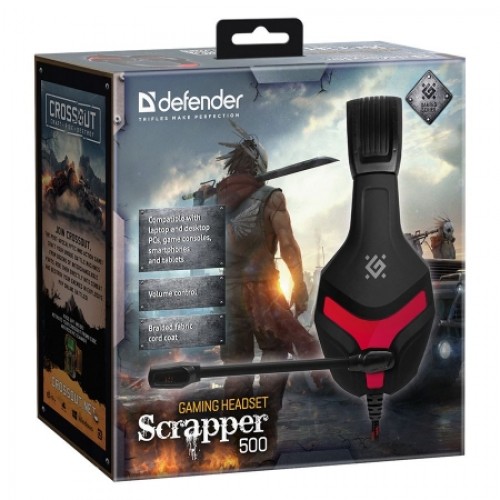 Гарнитура Defender Scrapper 500, игровая, красно-чёрная (64500)