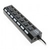HUB 7-port 5bites HB27-203PBK Black USB 2.0 с блоком питания 2A, индивидуальные выключатели