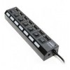 HUB 7-port 5bites HB27-203PBK Black USB 2.0 с блоком питания 2A, индивидуальные выключатели
