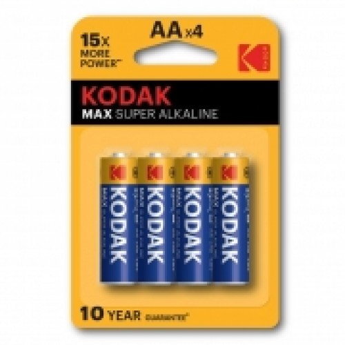 Батарейка AA Kodak MAX LR6-4BL, Alkaline, 4шт, в блистере