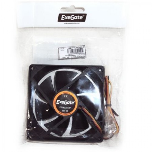 Вентилятор 92 x 92 x 25, 3 pin, 12V, втулка, кабель 40 см, Exegate (EX09225S3P)