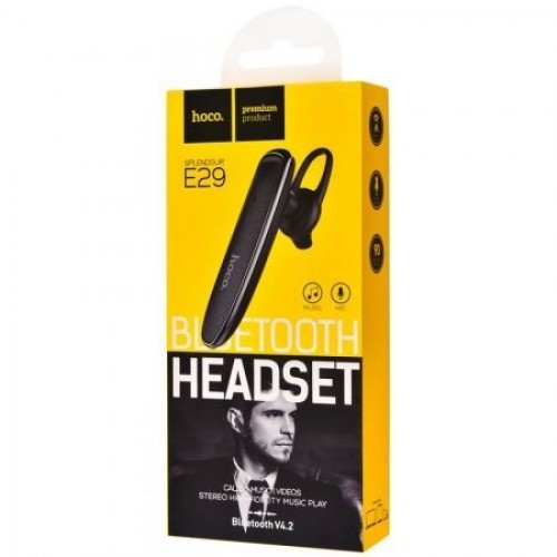Гарнитура Bluetooth Hoco E29 Splendour, вставная, моно, черная