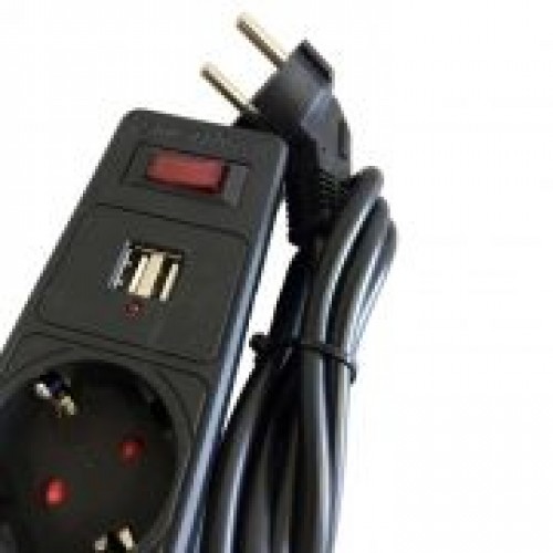 Сетевой фильтр Smartbuy ONE 2.2 кВт 10A, 1.8 м, 5 розеток, USB, черный (SBSP-18U-K)