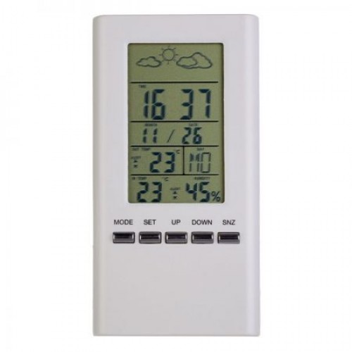 Часы метеостанция Perfeo PF-S3331F METEO", датчик ул. темп., влажность, белые (PF_A4598)"