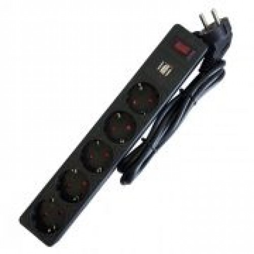 Сетевой фильтр Smartbuy ONE 2.2 кВт 10A, 1.8 м, 5 розеток, USB, черный (SBSP-18U-K)