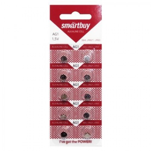 Батарейка Smartbuy AG1 364A/LR621/164 1.5V, 10 шт, блистер (SBBB-AG1-10B)