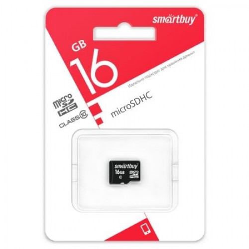 Карта памяти Micro SDHC 16Gb Smartbuy Class 10 без адаптера (SB16GBSDCL10-00LE)