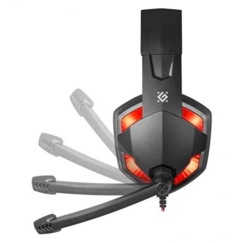 Гарнитура Defender G-370 Warhead, игровая, подсветка, чёрно-красная (64037)