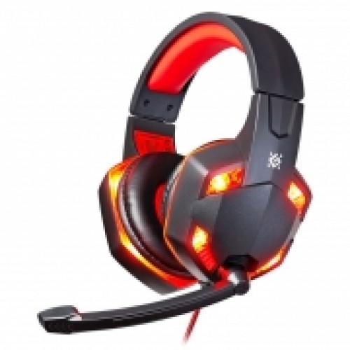 Гарнитура Defender G-370 Warhead, игровая, подсветка, чёрно-красная (64037)