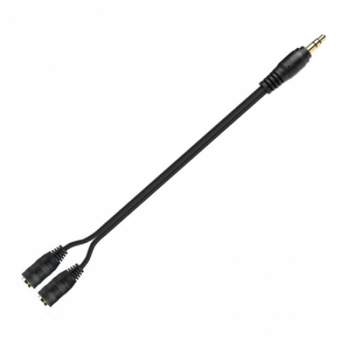Адаптер аудио разветвитель 3.5 stereo plug -> 2x3.5 stereo jack, черный, Smartbuy (A214)