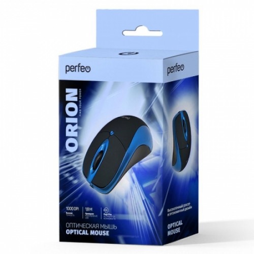 Мышь Perfeo Orion, чёрно-синяя, USB (PF_A4792)