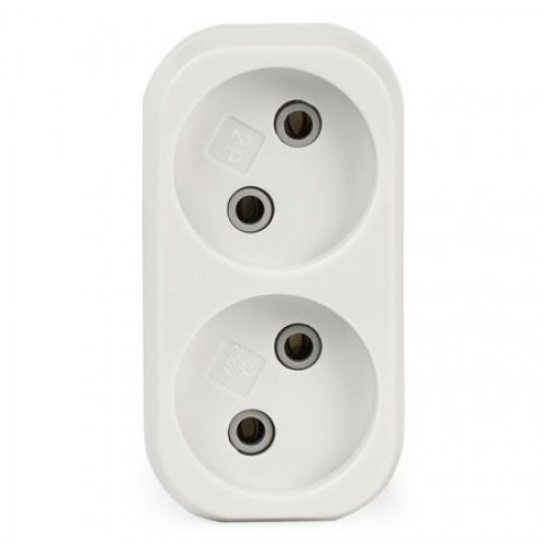 Переходник двойник Smartbuy, без заземления, плоский, белый, 250В 10А (SBE-10-A02-2)