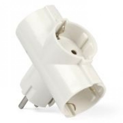 Переходник тройник Smartbuy, с заземлением, круглый, белый, 250В 16А (SBE-16-A03-3z)
