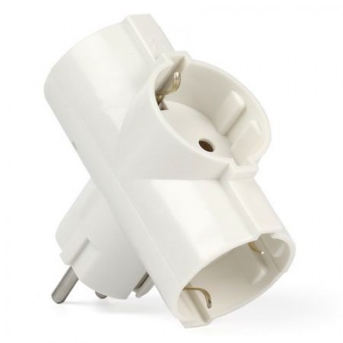 Переходник тройник Smartbuy, с заземлением, круглый, белый, 250В 16А (SBE-16-A03-3z)