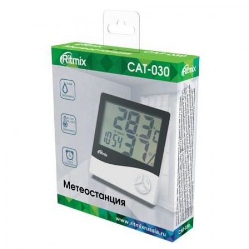 Метеостанция Ritmix CAT-030 с часами и будильником, белая