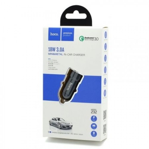 Зарядное автомобильное устройство Hoco Z32, QC3.0, 3A, USB, серое