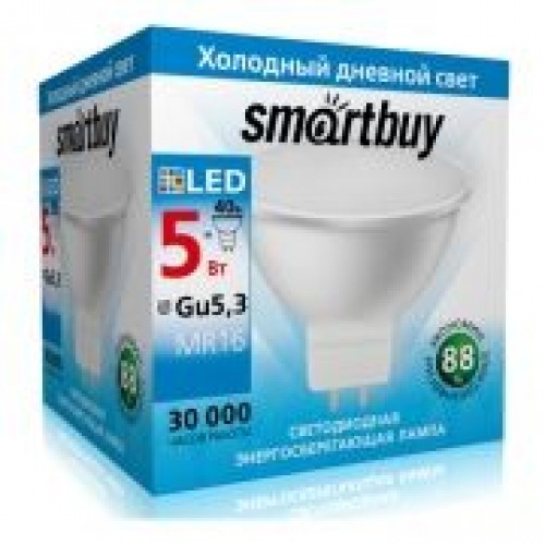 Светодиодная (LED) лампа Smartbuy Gu5,3 05W/6000 (SBL-GU5_3-05-60K-N )