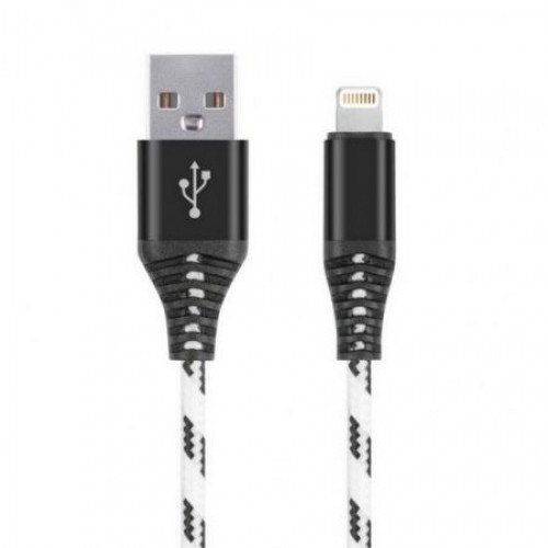 Кабель USB 2.0 Am=>Apple 8 pin Lightning, 1 м, нейлон, белый, коробка, Smartbuy (iK-510cm-2-k)