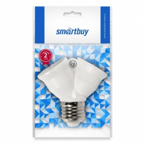 Переходник цокольный Е27-2xE27, белый, Smartbuy (SBE-A-E27-2E27)