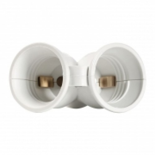 Переходник цокольный Е27-2xE27, белый, Smartbuy (SBE-A-E27-2E27)