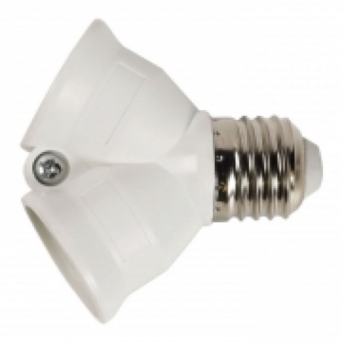 Переходник цокольный Е27-2xE27, белый, Smartbuy (SBE-A-E27-2E27)