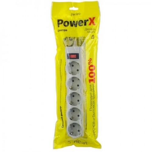Сетевой фильтр Perfeo POWERX, 1.8 м, 5 розеток, серый (PF_A4715)