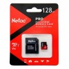 Карта памяти Micro SDXC 128Gb Netac P500 Extreme Pro U3 V30 A1 100 Мб/c с адаптером SD