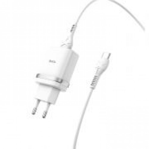 Зарядное устройство Hoco C12Q QC3.0 3А USB + кабель Type C, белое