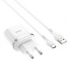 Зарядное устройство Hoco C12Q QC3.0 3А USB + кабель Type C, белое
