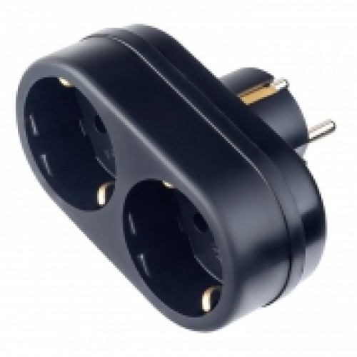 Переходник двойник Perfeo RU POWER 2Т2, с заземлением, черный, 220В 16А (PF_C3356)