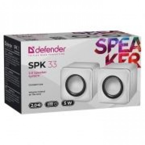 Колонки Defender SPK 33, 5 Вт, USB, белые (65631)